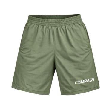 Imagem de Bermuda Esportiva Compass Dry Lisa Verde Militar Logo Branco Cor:Verde