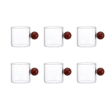 Imagem de Conjunto 6 Xícaras de Vidro e Madeira 100ml BL2002 BTC