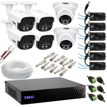 Imagem de Kit cftv 4 bullets 2 dome 2mp 20m imagens noturnas coloridas dvr ft in
