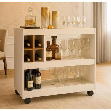 Imagem de Aparador com Adega Bar Rodizio Luxuoso 4050 Sandy Cores - MJM Casa dos