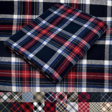 Imagem de Tecido de flanela xadrez tartan azul-marinho e vermelho, 5 jardas, 100