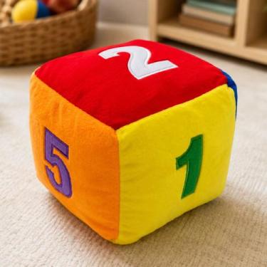 Imagem de Dado de Pelúcia Numérico com Chocalho Fizzy - Brinquedo Sensorial para