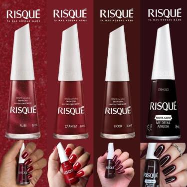 Imagem de Kit Esmaltes Risqué Tons Vermelhos Marrom Nova Coleção Risque Esmaltes