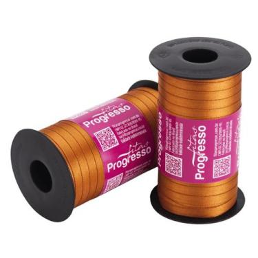 Imagem de Fita de Cetim Progresso 7mm - Nº 1 c/ 100 metros - Caramelo