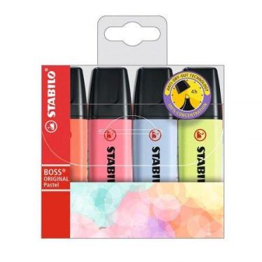 Imagem de Pincel marca texto Boss Pastel 70/4-3 - estojo com 4 cores - Stabilo