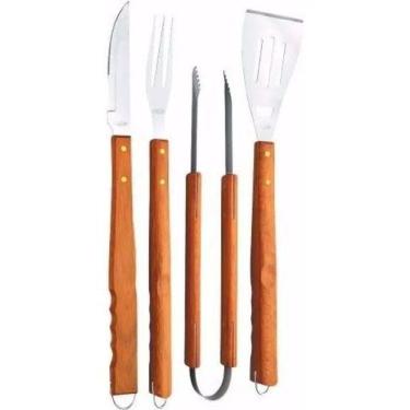 Imagem de Kit Faca, Garfo, Pegador e Espátula Churrasco 4 Peças KALA