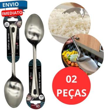Imagem de Kit 2 Colher Pequena de Arroz Servir 25cm Aco Inox Cozinha Buffet Self
