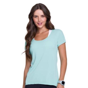 Imagem de Camiseta Feminina Dry Fit com Manguinha e Barra Alongada nas Costas Se
