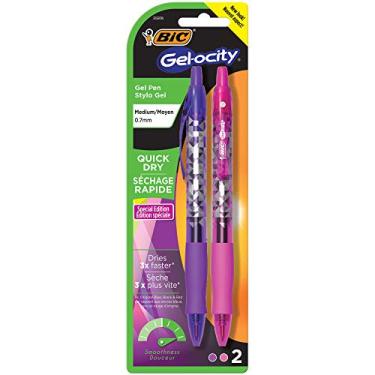 Imagem de BIC Caneta de gel Gel-ocity de secagem rápida, edição especial, ponta média (0,7 mm), cores modernas sortidas, 2 unidades