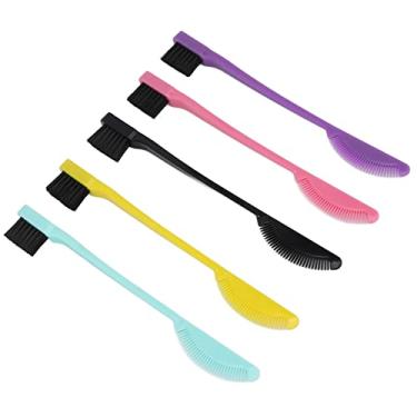 Imagem de Pente escova de cabelo de dupla face, escova de sobrancelha, pente liso, dentes, escova de borda dupla, para uso de maquiagem cosmética