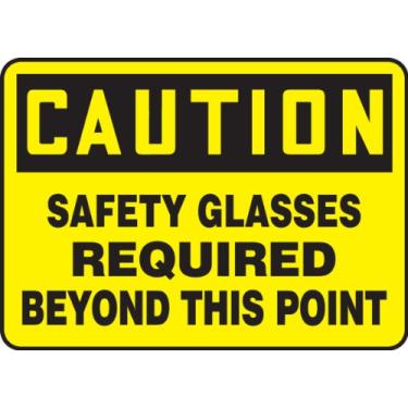 Imagem de Accuform Placa de segurança de alumínio MPPA703VA, lenda "óculos de segurança CUIDADO REQUIRED BEYOND THIS PINT", 25,4 cm de comprimento x 35,5 cm de largura, preto sobre amarelo