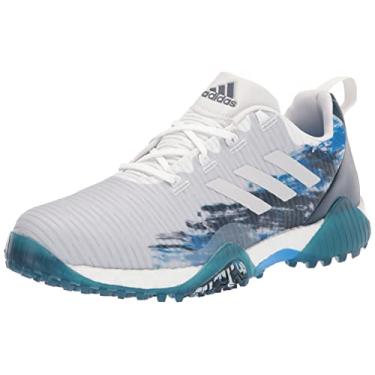 Imagem de adidas Tênis de golfe masculino Codechaos Spikeless, Calçado branco/cinza azul-marinho/gola redonda, 11.5
