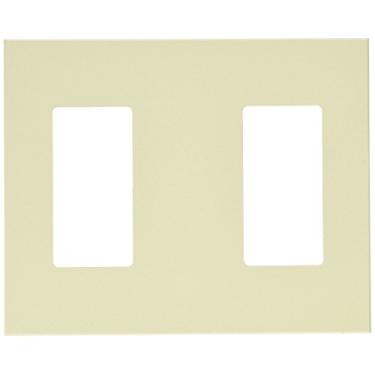 Imagem de Leviton Placa de parede MNW20-I 3-Gang 2 dispositivo estreito, sem barbatanas quebradas, policarbonato, montagem de encaixe, marfim