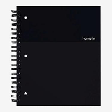 Imagem de Caderno/diário pautado pela faculdade, 21,5 x 28 cm, espiral encadernado, capa dura, 1 caderno de objeto, 75 shts/150 páginas Midnight preto