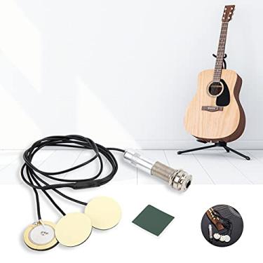 Imagem de Captador de guitarra Transdutor de violino, captador de guitarra Evitar trepanação Transdutor piezo adesivo para ukulele acústico(Preto)