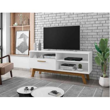 Imagem de Rack Paládio em Madeira Branco para TV até 55 Polegadas Móveis Bechara