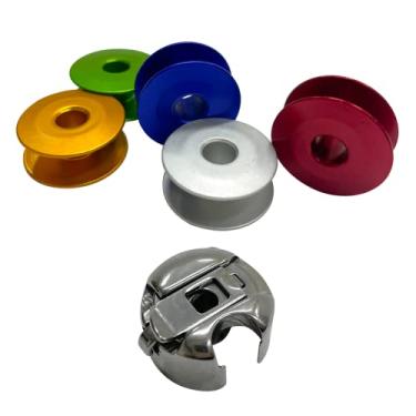 Imagem de ARTMAK Caixa de Bobina Para Máquina de Costura Reta Industrial 5 Canelinhas de Alumínio Coloridas