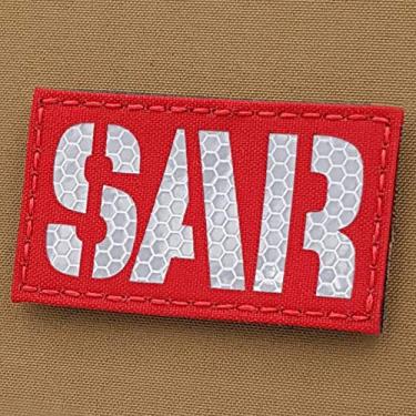 Imagem de IR SAR Patch de fixação de moral tático de combate de busca e salvamento 2 x 3,5 (vermelho Solas refletivo)