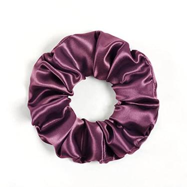 Imagem de DISANGNI Prendedores de cabelo de seda para prevenção de frizz e quebra, 22 Mommes puros 100% seda de amoreira sem danos, suportes de rabo de cavalo de seda elástica, 16 peças, cor aleatória (roxo)