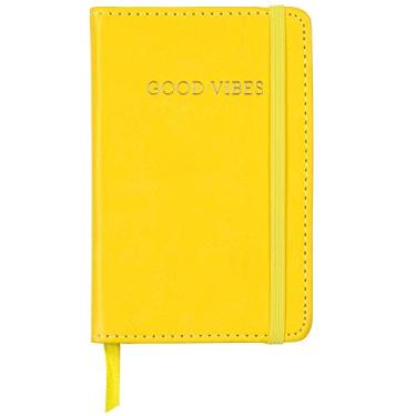 Imagem de C.R. Gibson Caderno pequeno diário de couro amarelo "Good Vibes" para meninas, 8,9 cm L x 14,8 cm C, 192