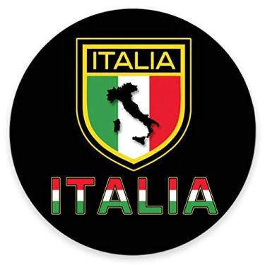 Imagem de Amcove Mouse pad redondo bandeira da Itália e letra italiana no fundo preto Mousepad impressão de arte redonda confortável base de borracha mouse pads para computadores laptop