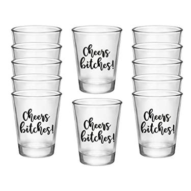 Imagem de Copos de shot Cheers Bitches – 12 peças de 50 ml cada – Noite das meninas, decorações de despedida de solteira, lembrancinhas noturnas femininas e suprimentos para festa de dama de honra – Copos de