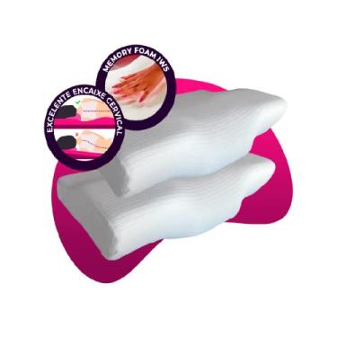 Imagem de Kit 2 Travesseiros Ergonômicos - I wanna sleep - Cervical Original®, suporte ideal. Contra dores no pescoço e na coluna. Combate a insônia e o ronco.