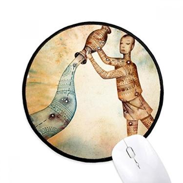Imagem de DIYthinker Janeiro Fevereiro Aquário Constelação Zodíaco Mouse Pad Desktop Escritório Tapete Redondo para Computador