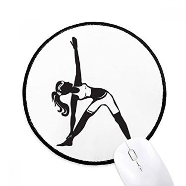 Imagem de DIYthinker Yoga Girl Stretching Keep Outline Mouse Pad Desktop Office Tapete Redondo para Computador