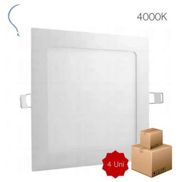 Imagem de Kit 4 Luminaria Painel Plafon Led 12W Quadrada Embutir 4000K - Smart