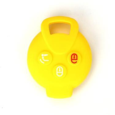 Imagem de YJADHU Capa de silicone para chave de carro com controle remoto flip, apto para Mercedes Benz Smart City Coupe Cabrio Crossblade Fortwo Roadster K Forfour, amarela