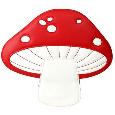 Imagem de QiMing Bolsas de ombro de cogumelo em poliuretano, adorável bolsa transversal de botânica para meninas e mulheres, Vermelho 1, Medium
