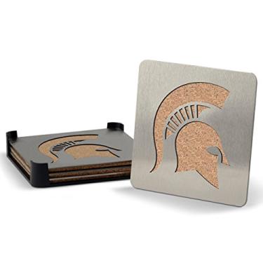 Imagem de YouTheFan Porta-copos de aço inoxidável NCAA Michigan State Spartans Boaster com 4, 10 x 10 cm