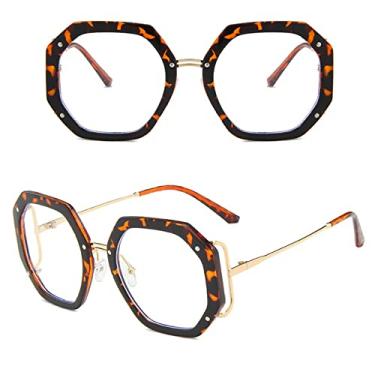 Imagem de Óculos de Sol Quadrados Grandes para Mulheres Óculos de Sol Polígono para Senhoras Óculos de Luz Anti Azul, 7, Com uma bolsa