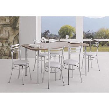 Imagem de Conjunto Cromado Mesa Retangular 4102 Tampo Mdp com 6 Cadeiras 404 Assento Estofado Unimóvel Cromado