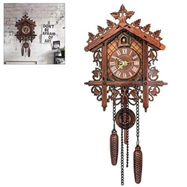Relógio de parede para sala em estilo antigo, pêndulo e em madeira.