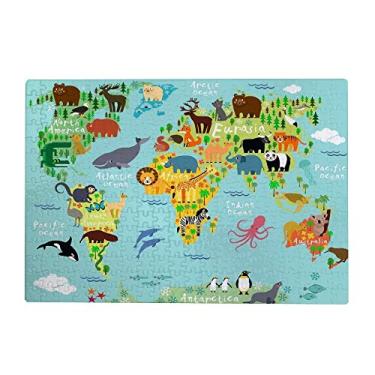 Imagem de ColourLife Quebra-cabeças quebra-cabeça presente para adultos, adolescentes, animais coloridos, mapa-múndi de madeira, 300/500/1000 peças, multicolorido