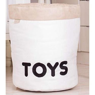 Imagem de Giz de Cor Confecções, Cesto Organizador para Brinquedos Toys, branco/Caqui
