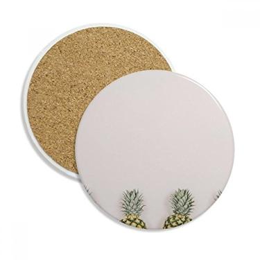 Imagem de Caneca de porta-copos de parede branca de abacaxi fresca, pedra absorvente de proteção de mesa