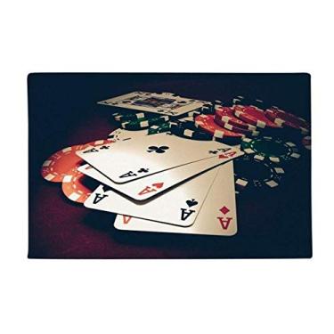 Imagem de DIYthinker Tapete antiderrapante para porta de banheiro com fichas de pôquer para jogos e fotos, tapete antiderrapante