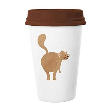 Imagem de Caneca de cerâmica marrom fofa de gato andando Caneca de café copo copo de cerâmica