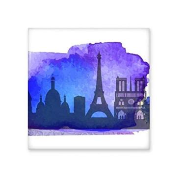 Imagem de Pedra adorna de tijolos vitrificados Azulejo de cerâmica azul da Torre Eiffel da França Paris