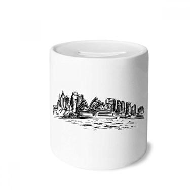 Imagem de DIYthinker Caixa para dinheiro com desenho de casa de ópera de Sydney da Austrália, porta-moedas de cerâmica, presente de cofrinho