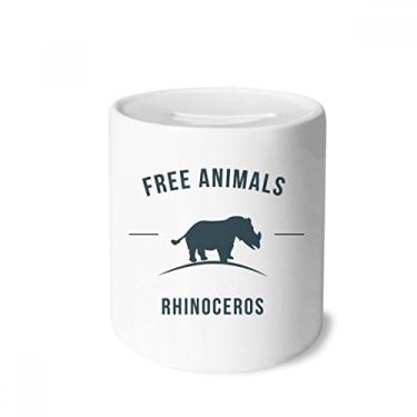 Imagem de DIYthinker Dinheiro de desenho animado rinoceronte com desenho de animal, caixa de dinheiro de cerâmica porta-moedas presente de cofrinho