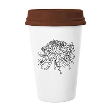 Imagem de Caneca de flor com ilustração de crisântemo, caneca de cerâmica para copo de café