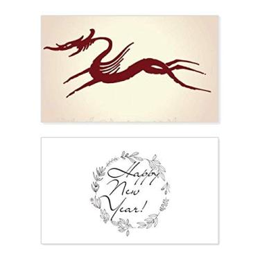 Imagem de Retrato de animal de dragão chinês ano novo cartão felicitações mensagem presente