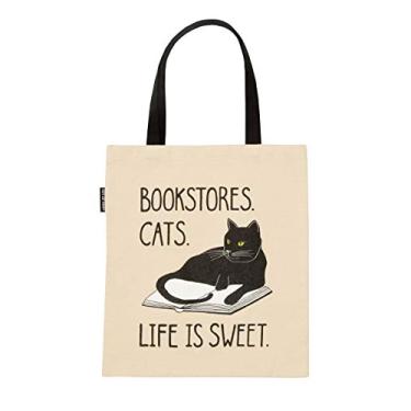 Imagem de Bolsa de transporte de lona com tema literário e livro para amantes de livros, leitores e bibliófilos, Bookstore Cats, Medium