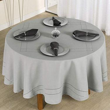 Imagem de Toalha de mesa Veneza quadrada para 8 lugares com ponto ajour feito a mão cinza - Rafimex