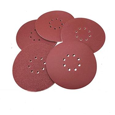 Imagem de WSWJDW 10 unidades de discos abrasivos de lixa de 8 furos de 22,86 cm, discos de lixa de óxido de alumínio para acabamento de drywall, grão 100