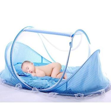 Imagem de Berço Bebês Azul Portátil Tenda Cama Mosqueteiro Cercadinho  - Online